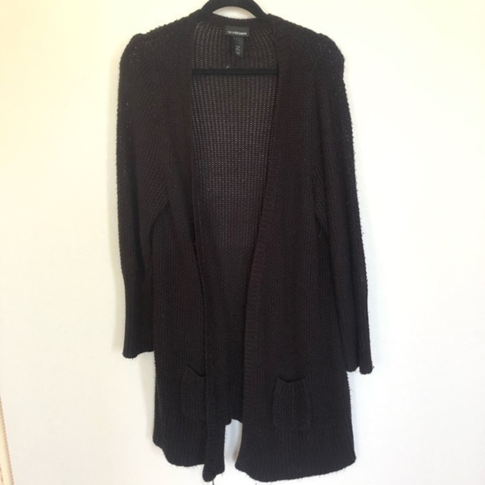 Lane Bryant Black Loose Knit Open Cardigan 14 16